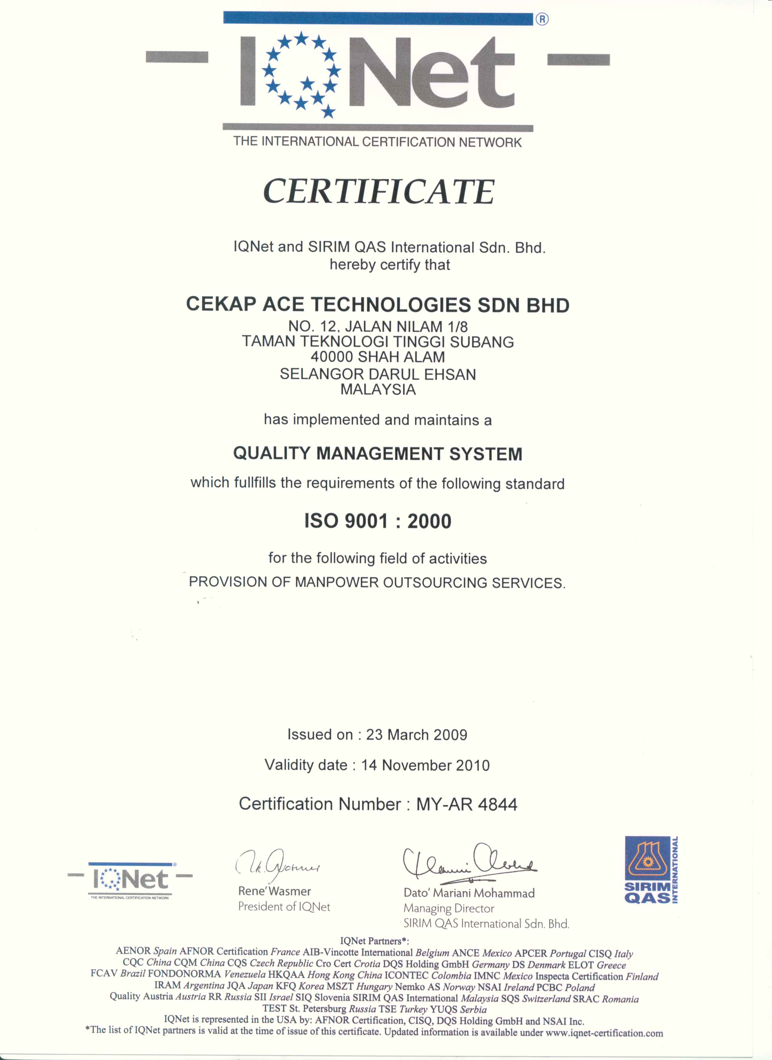 ISO IQ Net Cert.